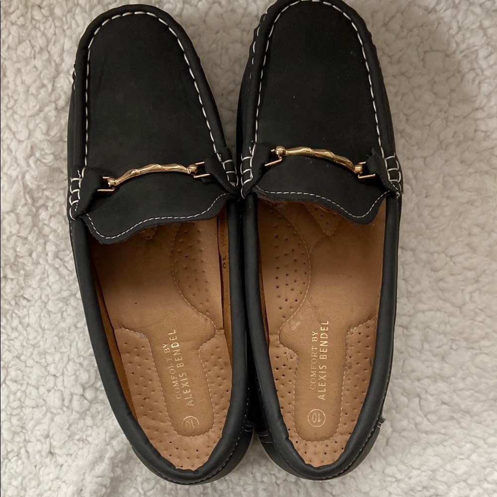 Black SuedeAlexis Bendel Vesta Slip-On Loafers with Contrast Stitching Size 10